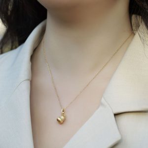 Brushed Calabash Pendent Necklace S925 Silver Plating 10k Gold