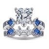 Heart-shaped Jewelry Set Sapphire Zircon Ring Set Ear Stud Necklace Three-piece Set