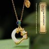 925 Silver Hetian Jade Peace Buckle Heritage Zodiac Enamel Women's Necklace