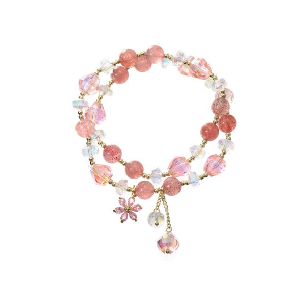 Simple Strawberry Quartz Zircon Bracelet For Women
