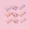 LOVE YOU Heart-shaped Diamond Small Ear Studs 3-piece Set