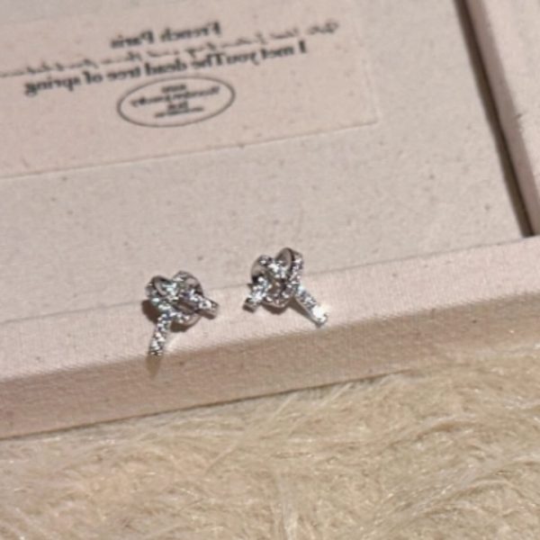 Knotting Exquisite Zircon Earrings For Women S925 Silver Light Luxury