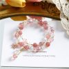 Simple Strawberry Quartz Zircon Bracelet For Women