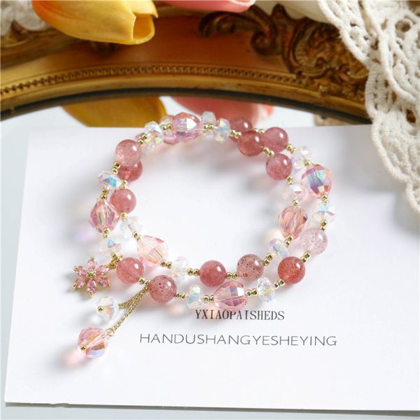 Simple Strawberry Quartz Zircon Bracelet For Women