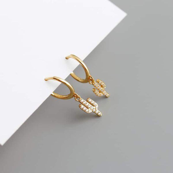 Women's Fashion Diamond Cactus Drop Earrings