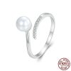 Elegant Shell Pearls Ring S925 Sterling Silver Opening Adjustable