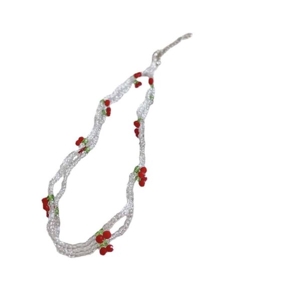 Fresh And Cute Bead Cherry Beaded Necklace