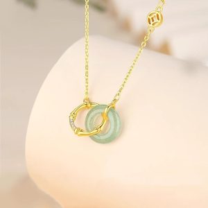 Women's Sterling Silver Bamboo Joint Peace Buckle Necklace