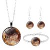 Kiss Time Gemstone Fashion Silver Bracelet Earrings Jewelry Set