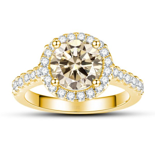 1 Karat 65mm Color Moissanite Ring Gold Ring Shank S925 Sterling Silver Moissanite