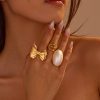 European And American Ins Niche Oval Egg-shaped Pearl Ring Titanium Steel Ring