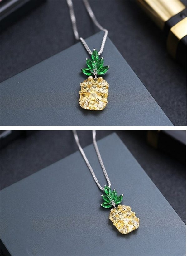 1ffb59a4-9333-446a-926f-8b52e0106579.jpg Korean Fashion Fruit Pineapple Diamond Elegant Necklace