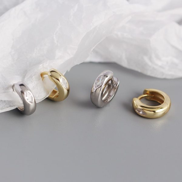 Geometric Circle Horse Eye Zircon Stud Earrings