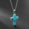 Natural Stone Agate Stone Cross Pendant Necklace