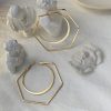 Exaggerated irregular hexagon geometric metal circle earrings