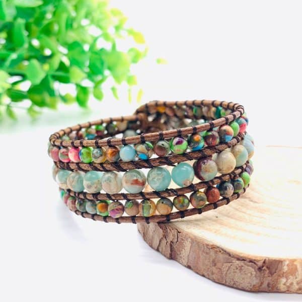 Hand-woven stone bracelet