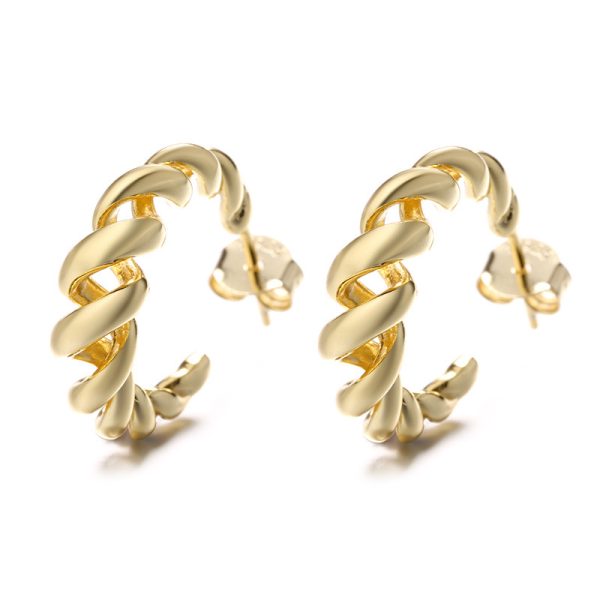 Spiral Twisted Metal Circle Female Stud Earrings