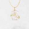 Couple Embrace Necklace Fashion Square Gold Silver Hands Together Pendant Jewelry