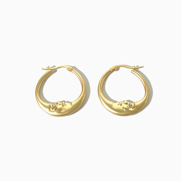 Cool Moon Rhinestone-encrusted Personalized Earrings Simple Moon Circle