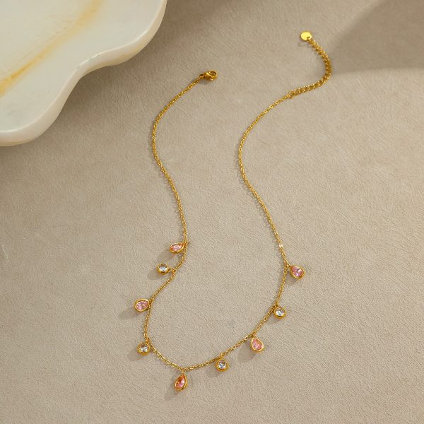 Multicolor Zircon Tassel Pendant Necklace