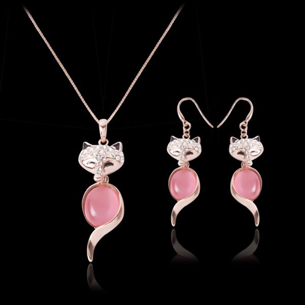 Opal Necklace And Earrings Two Piece Jewelry Set