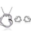 Yiwu Fashion Jewelry Factory Jewelry Customized Double Diamond Heart Necklace Earring Set