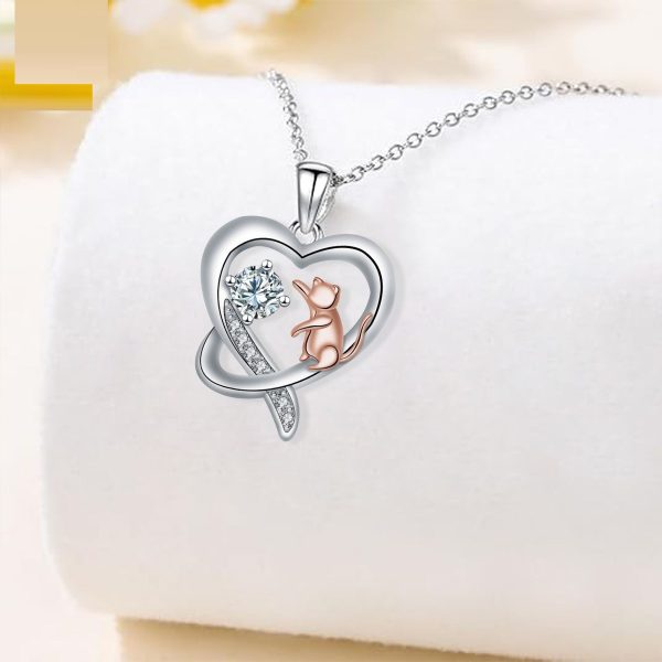 Cat Necklace Ear Stud Women's Jewelry Set