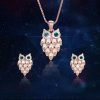 Fashion Jewelry Alloy Rhinestone Owl Necklace And Earrings Two-piece Set