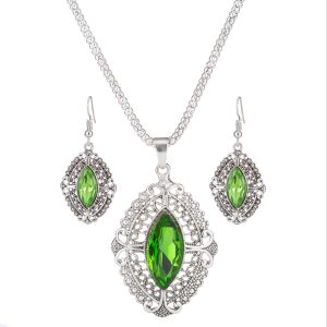 Zinc-alloy geometric crystal wedding bridal jewelry set