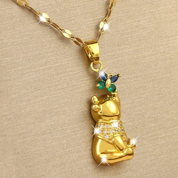 Micro Inlaid Zircon Bear Butterfly Temperament Entry Lux Necklace