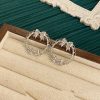 French Style Temperament Bowknot Zircon Stud Earrings Geometric Hollow Circle