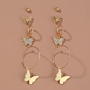 Diamond-studded Temperament Exquisite Butterfly Set Earrings