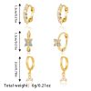 Brass Real Gold Plating Inlaid Zircon Geometric Flower Three-piece Set