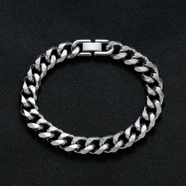Thick Type Simplicity Stainless Steel Polished Buckle Bracelet