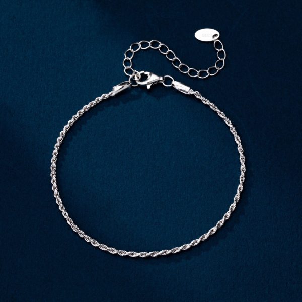 S925 Silver Hemp Flowers Chain Woven Square Zirconium All-match Bracelet