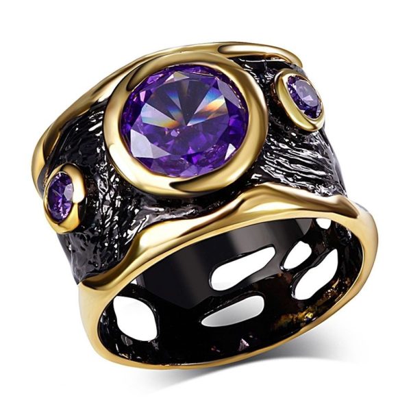Purple Stone Jewelry Black Gold Plated Zircon Pendant