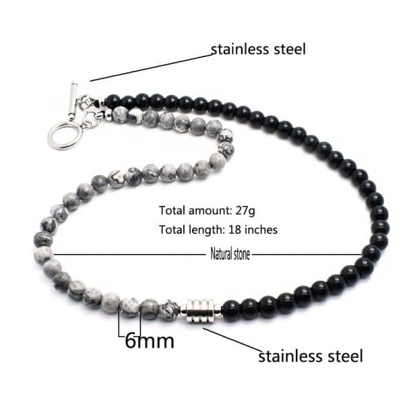 Stainless steel natural stone necklace
