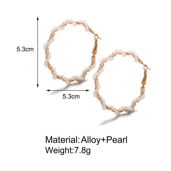 European And American Cross-border New Twining Pearl Big Circle Earrings