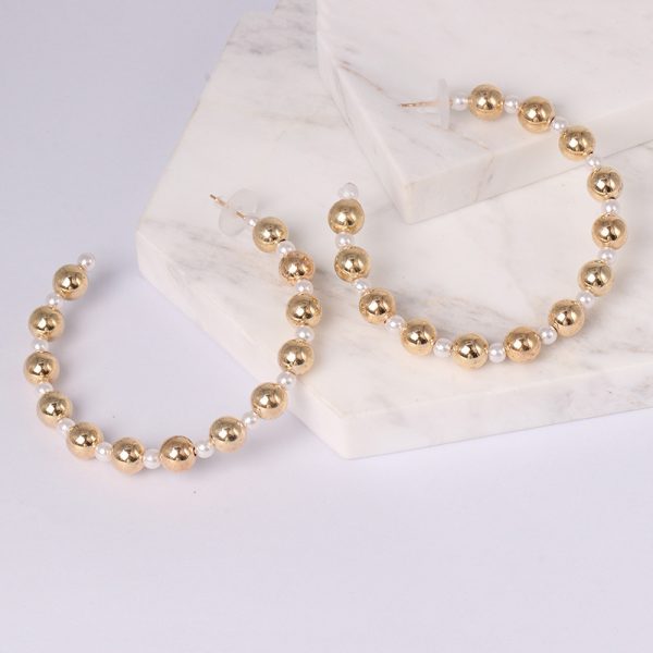 Pearl circle big earrings