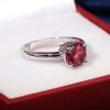 Fashion Natural Pink Topaz Ring Thailand Kaleidoscope Cut Gemstone Women's