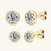 Round Moissanite Stud Earrings Bubble Couple S925 Silver