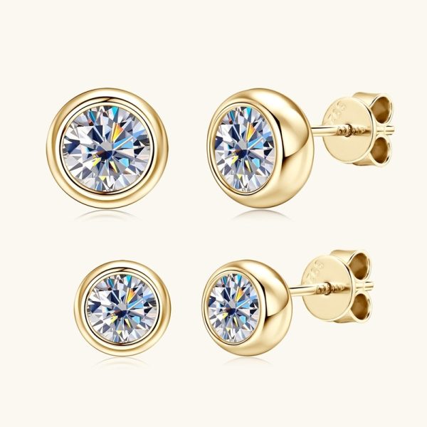 Round Moissanite Stud Earrings Bubble Couple S925 Silver