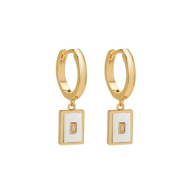 Vintage 18K Gold Plated Titanium Square Shell Zircon Necklace Jewelry Set
