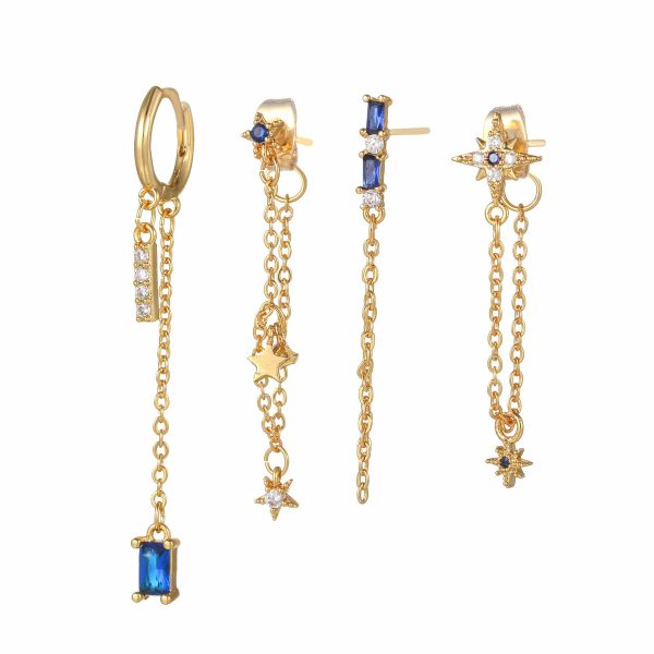 Five-piece Set Of Temperament High-end Chain Star Element Earrings