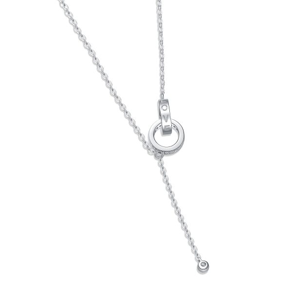 Silver Necklace Moissanite Interlocking Pendant For Women
