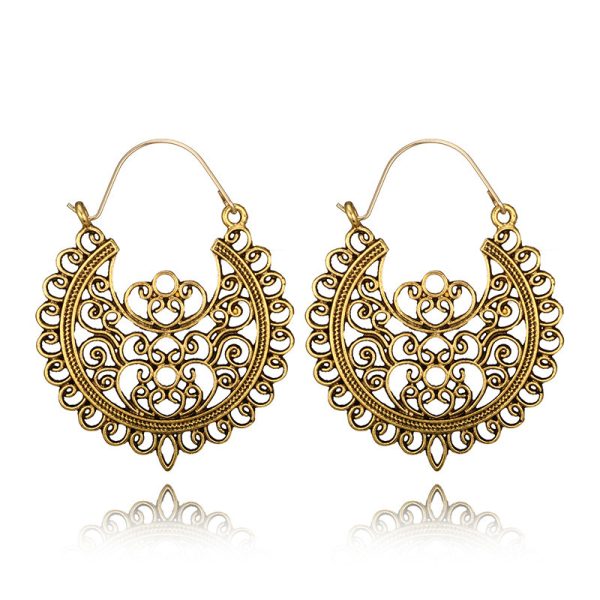 Ethnic Style Flower Basket Circle Earrings