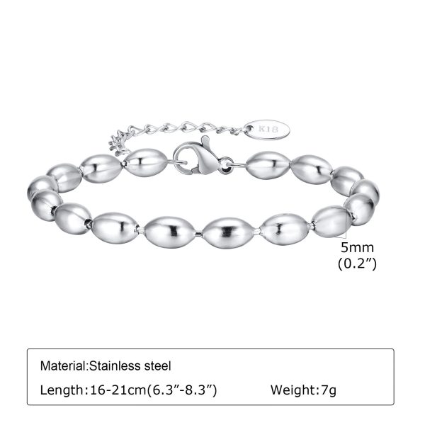 Stainless Steel Fashionable Rugby Bead Necklace Bracelet Gold