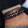 Frosted Stone Volcanic Stone Combination Beaded Men's Bracelet