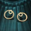 Simple Temperament Alloy Geometric Metal Size Circle Earrings Pendant