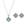 Natural Turquoise Four-leaf Flower Pearl Necklace Ear Stud